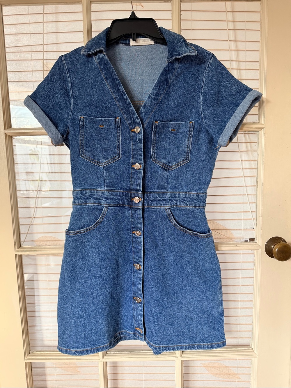 Zara Mini Denim Short Sleeve Dress - Picture 2 of 4